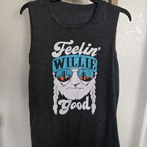 Feelin' Willie Good Graphic Tank Top in Charcoal Gray